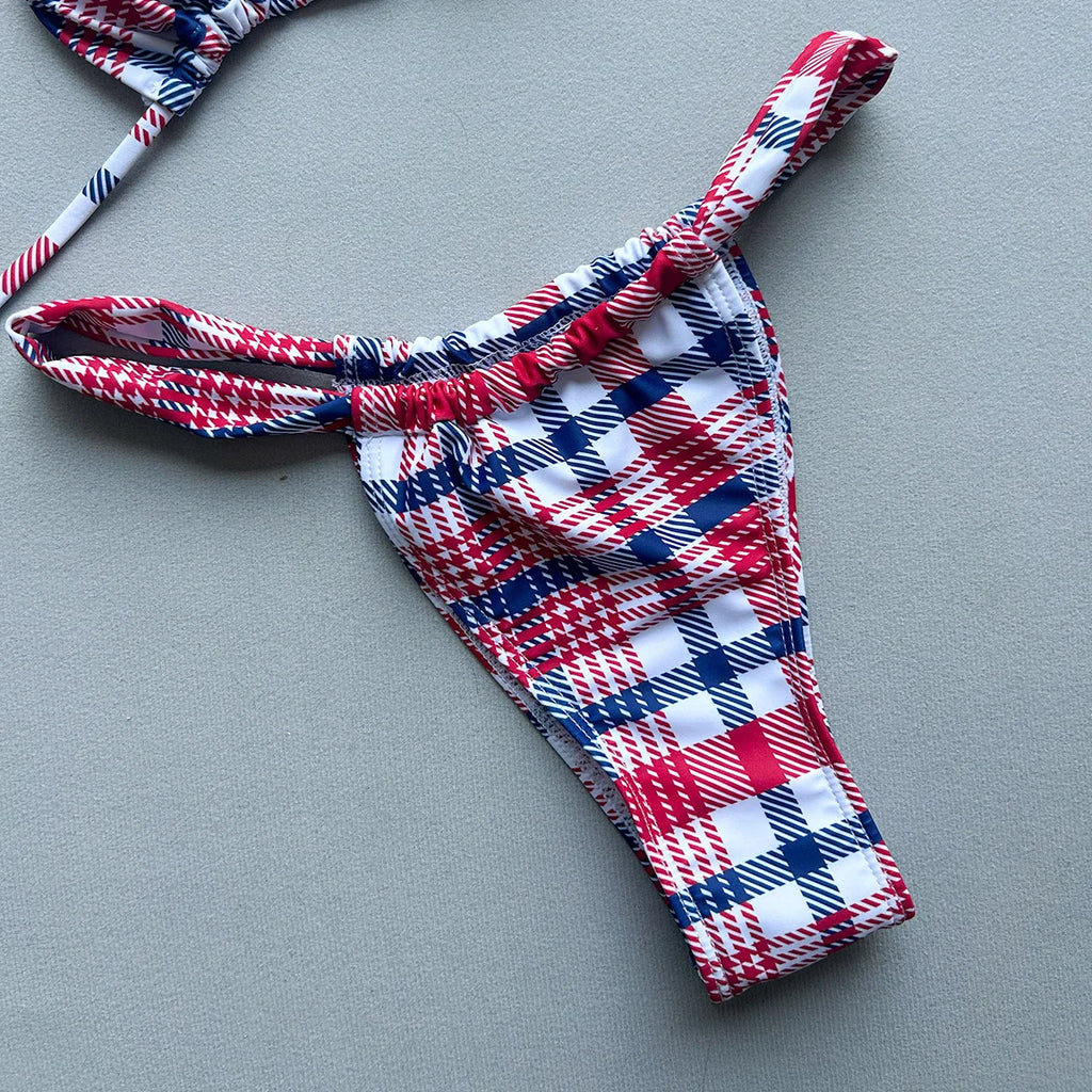 Gingham Brazilian Thong Set