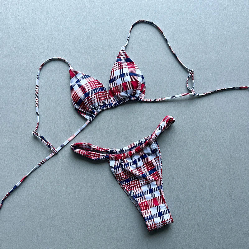 Gingham Brazilian Thong Set
