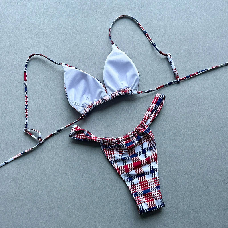 Gingham Brazilian Thong Set