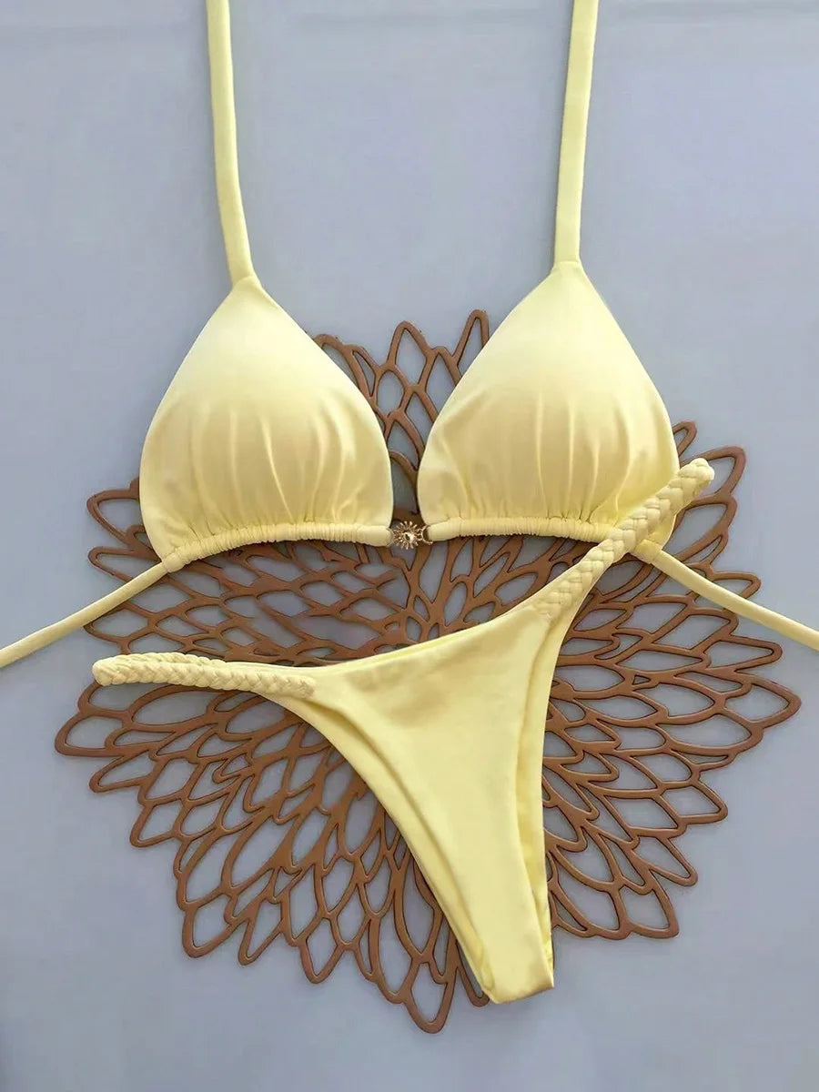 Butter yellow Sol Thong Bikini
